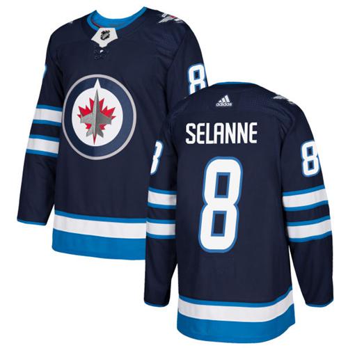 Adidas Men Winnipeg  Jets #8 Teemu Selanne Navy Blue Home Authentic Stitched NHL Jersey->winnipeg jets->NHL Jersey